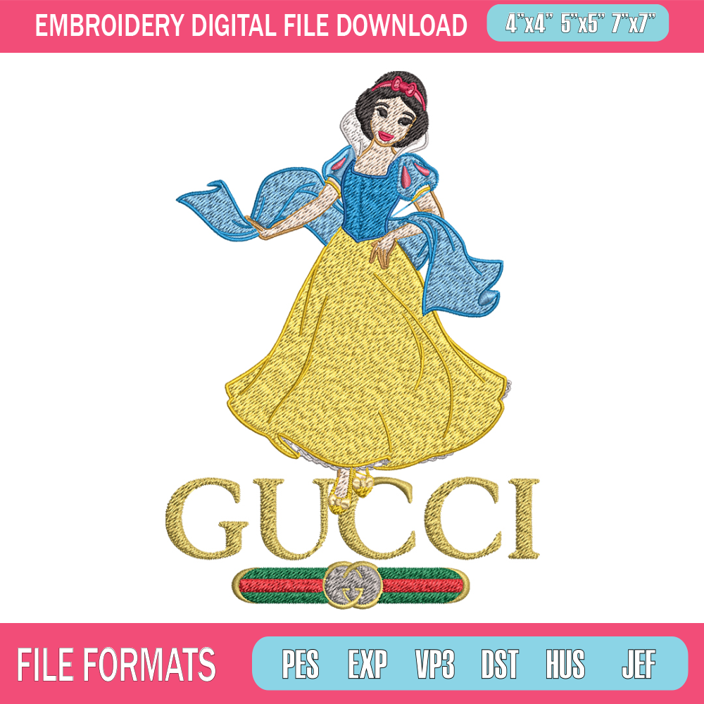 Snow White Gucci Embroidery design, Snow White cartoon Embroidery, cartoon design, Embroidery File, Instant download..jpg