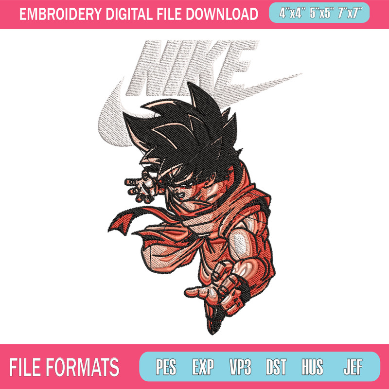 Son Goku Nike Embroidery design, Dragon ball Embroidery, Nike design, anime shirt, Embroidery file, Instant download 1.jpg