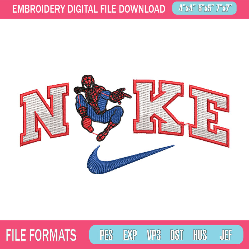 spaiderman nike embroidery design, spaiderman embroidery, logo design, logo shirt, digital download 1.jpg