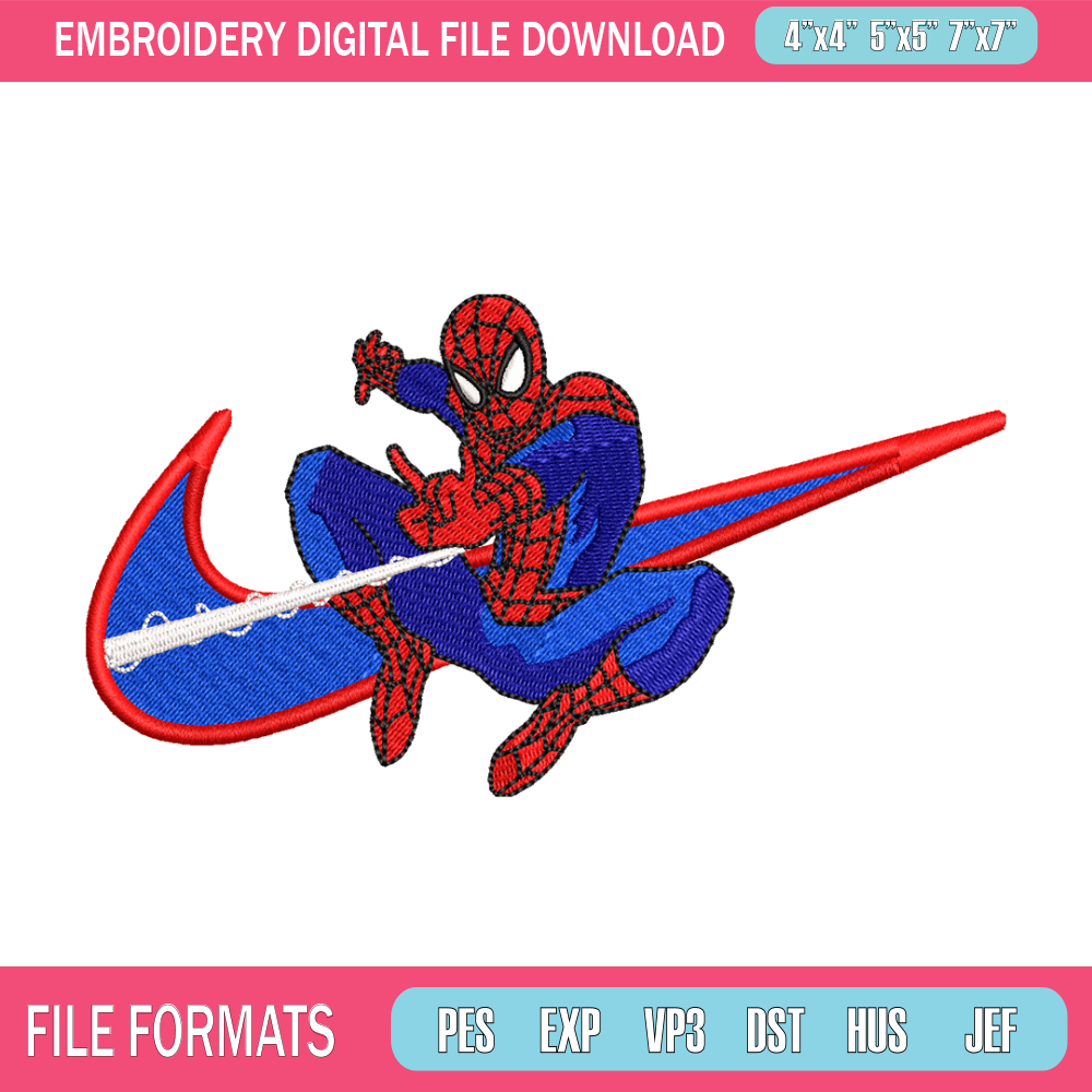 spaiderman Nike Logo embroidery design, spaiderman embroidery, Nike design, Logo shirt, digital download.jpg