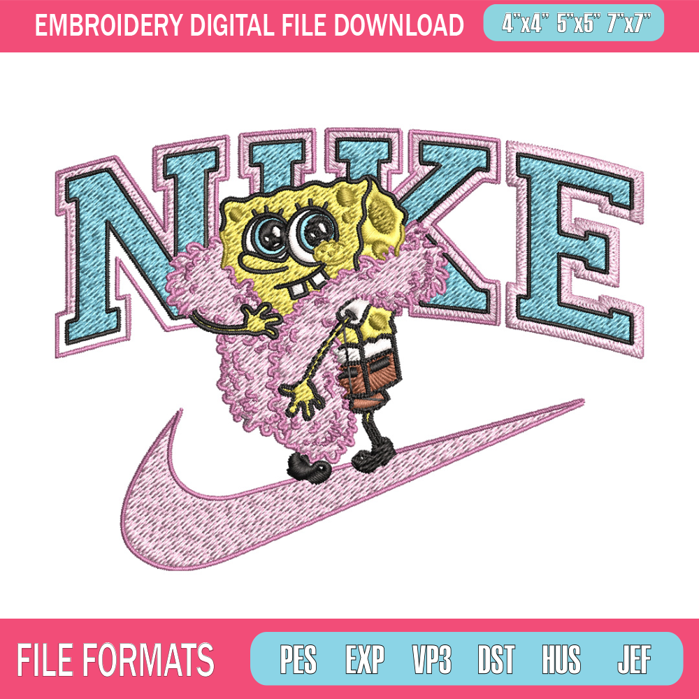 Spongebob pink nike Embroidery Design, Nike Embroidery, Brand Embroidery, Embroidery File, Logo shirt, Digital download.jpg