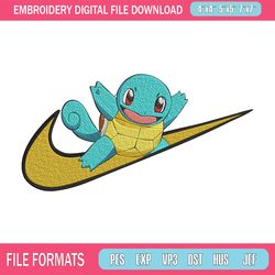 squirtle nike embroidery design, pokemon embroidery, embroidery file, nike embroidery, anime shirt, digital download