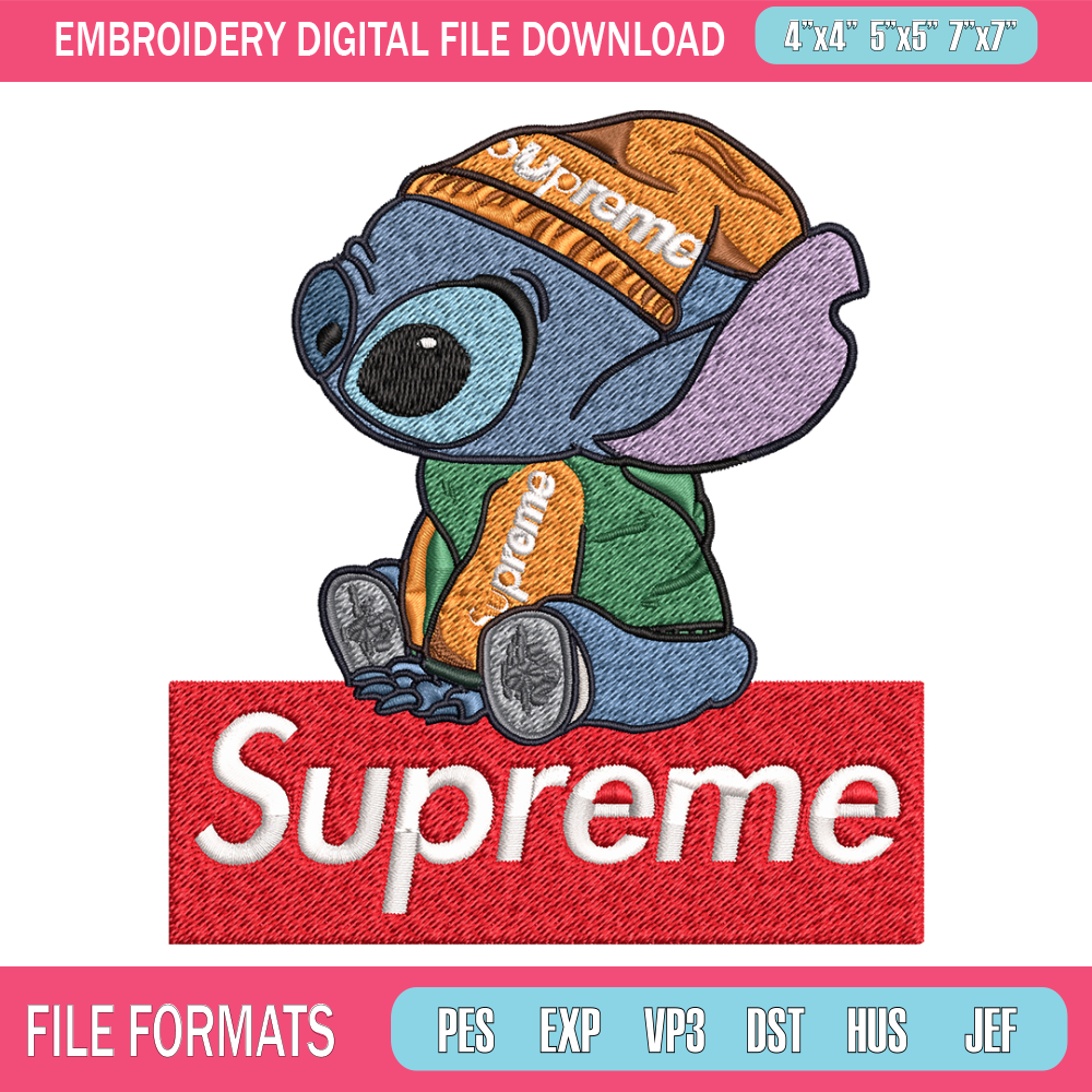 Stitch Supreme Cool Embroidery design, cartoon Embroidery, cartoon design, Embroidery File, Digital download..jpg
