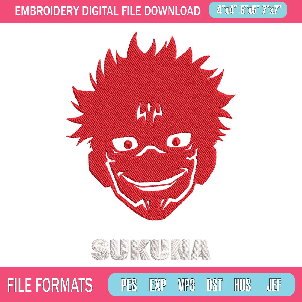 Sukuna laugh Embroidery Design, Jujutsu Embroidery, Embroidery File, Anime Embroidery, Anime shirt, Digital download.jpg
