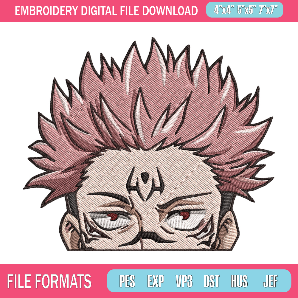 Sukuna Peeker Embroidery Design, Jujutsu Embroidery, Embroidery File, Anime Embroidery, Anime shirt, Digital download.jpg