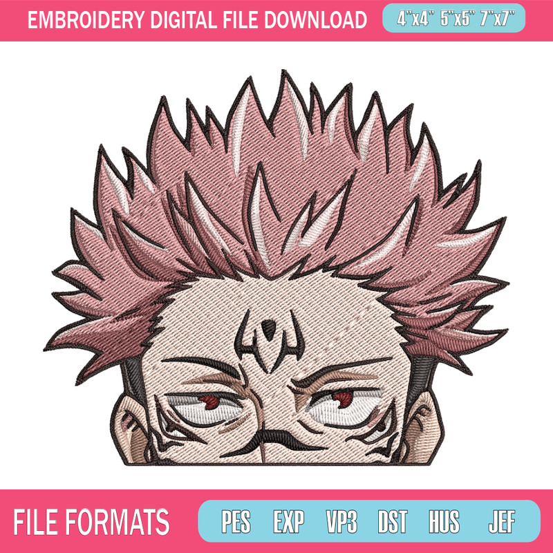 Sukuna Peeker Embroidery Design, Jujutsu Embroidery, Embroidery File, Anime Embroidery, Anime shirt, Digital download.jpg