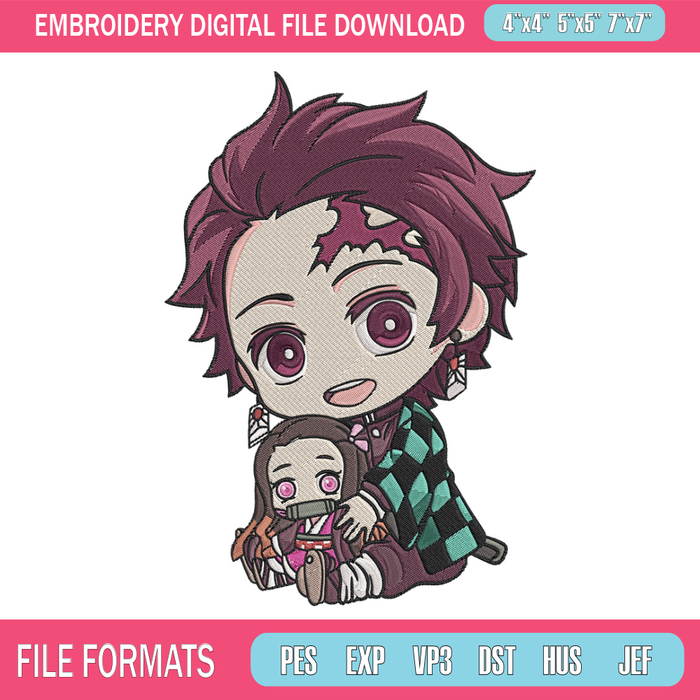 Tanjiro chibi Embroidery Design, Demon slayer Embroidery, Embroidery File, Anime Embroidery,Anime shirt,Digital download.jpg