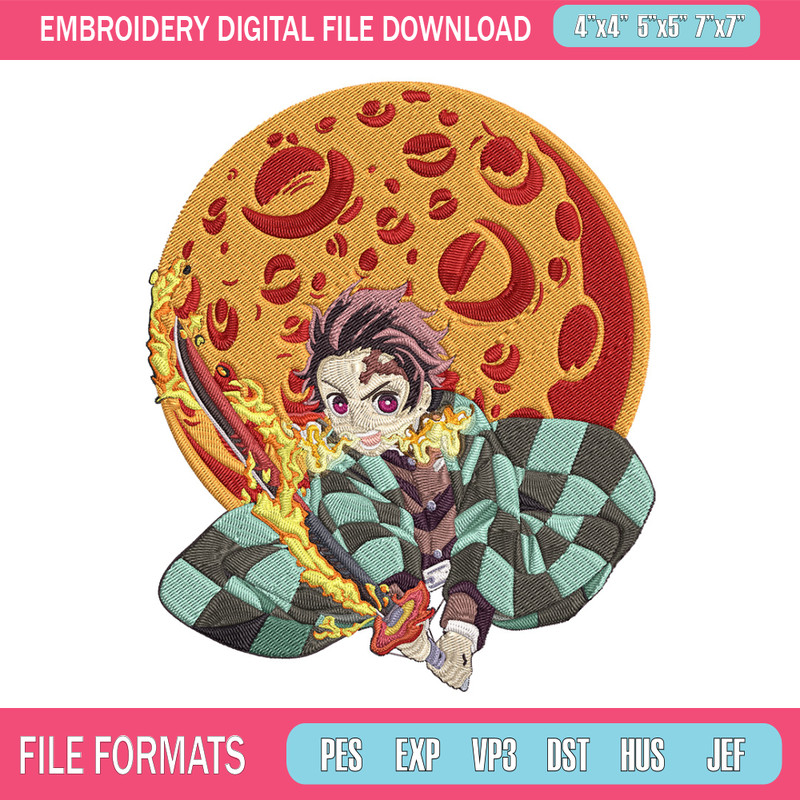 Tanjiro fire Embroidery Design, Demon slayer Embroidery,Embroidery File,Anime Embroidery, Anime shirt,Digital download.jpg