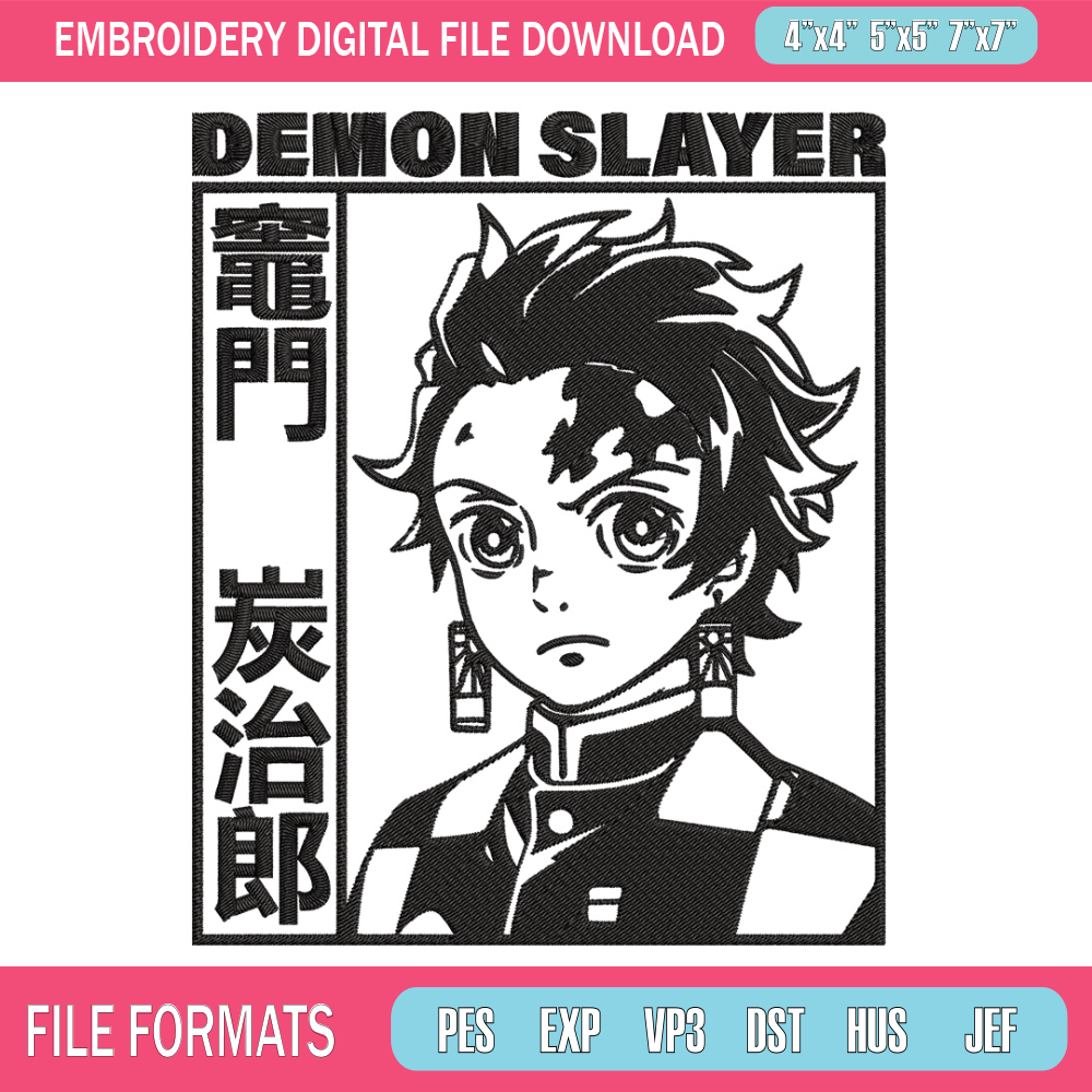 Tanjiro Kamado Embroidery Design,Demon slayer Embroidery,Embroidery File,Anime Embroidery,Anime shirt, Digital download..jpg