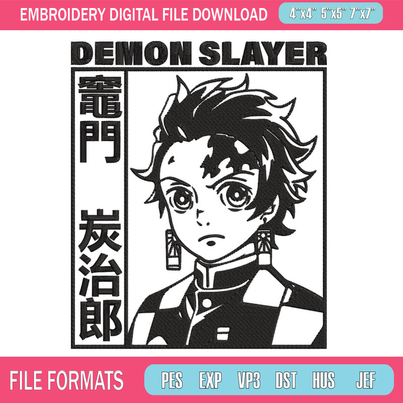 Tanjiro Kamado Embroidery Design,Demon slayer Embroidery,Embroidery File,Anime Embroidery,Anime shirt, Digital download..jpg