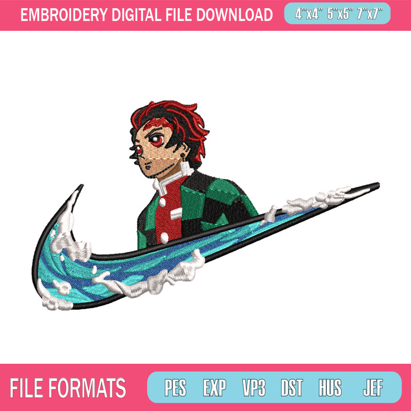 Tanjiro kamado Nike embroidery design, Kimetsu no Yaiba embroidery, Nike design, anime design, Digital download.jpg