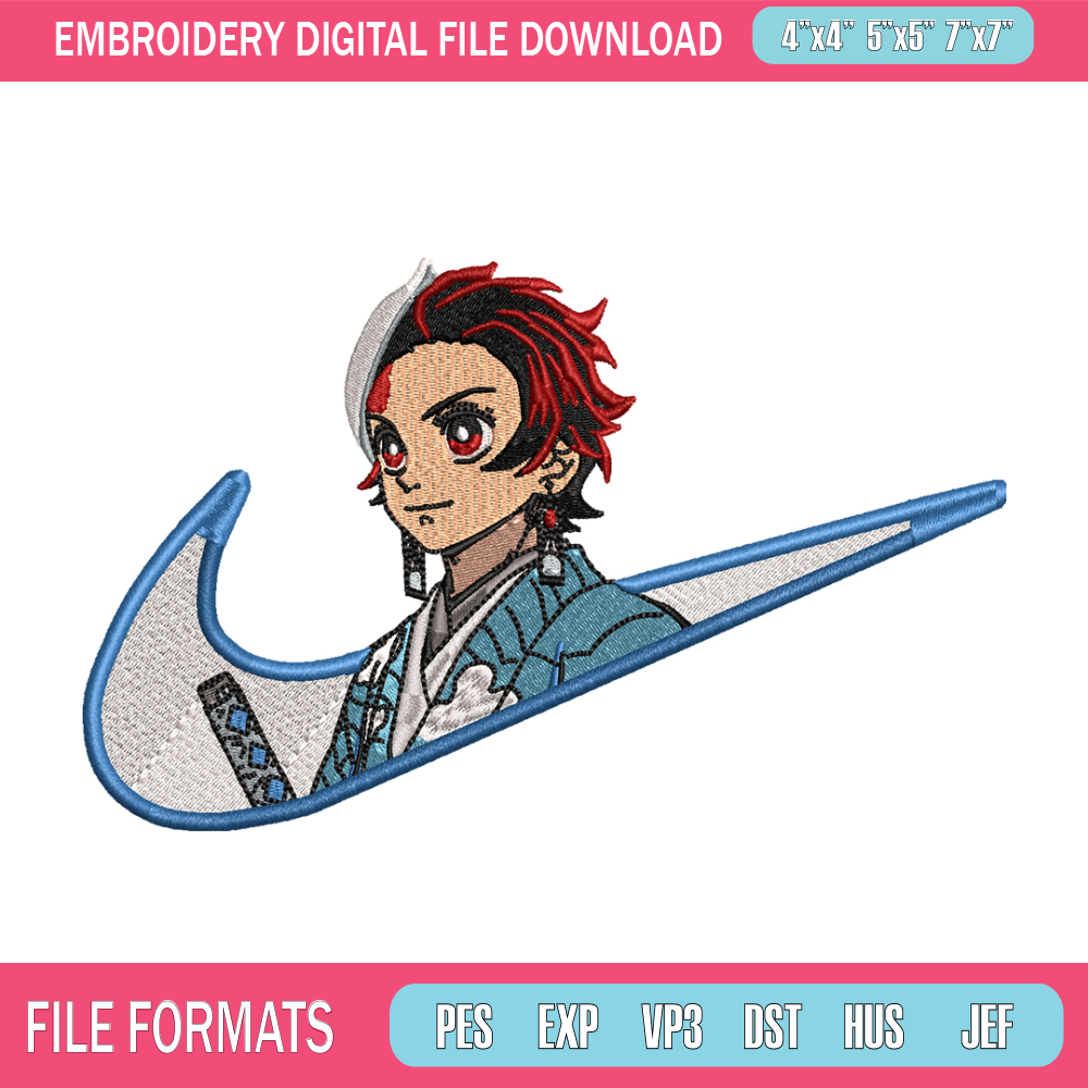 Tanjiro Nike embroidery design, Kimetsu no Yaiba embroidery, Nike design, anime design, anime shirt, Digital download 1.jpg
