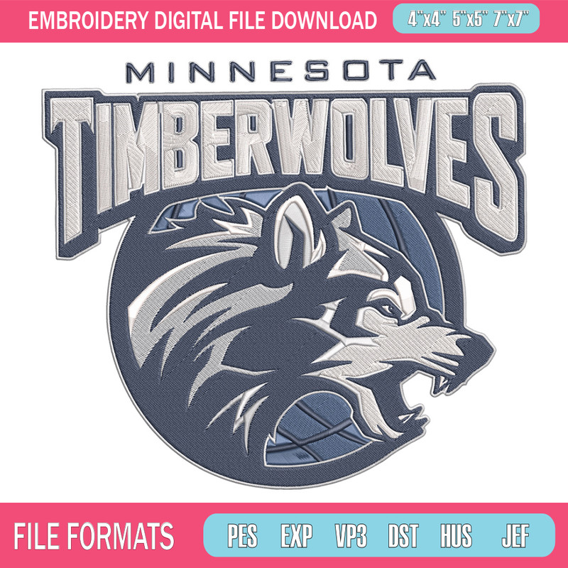 Timberwolves design embroidery design, NBA embroidery, Sport embroidery, Embroidery design, Logo sport embroidery..jpg
