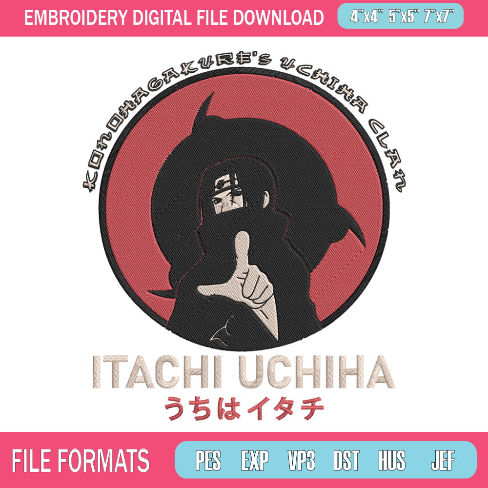 Uchiha itachi Embroidery Design, Naruto Embroidery,Embroidery File, Anime Embroidery, Anime shirt,Digital download..jpg