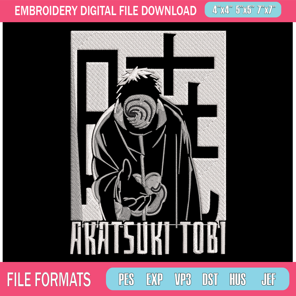 Uchiha Obito Embroidery Design, Naruto Embroidery, Embroidery File, Anime Embroidery,Anime shirt, Digital download..jpg