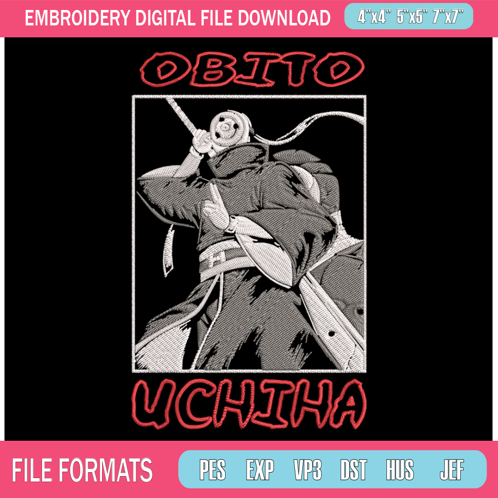 Uchiha Obito Embroidery Design, Naruto Embroidery, Embroidery File, Anime Embroidery,Anime shirt, Digital download.jpg