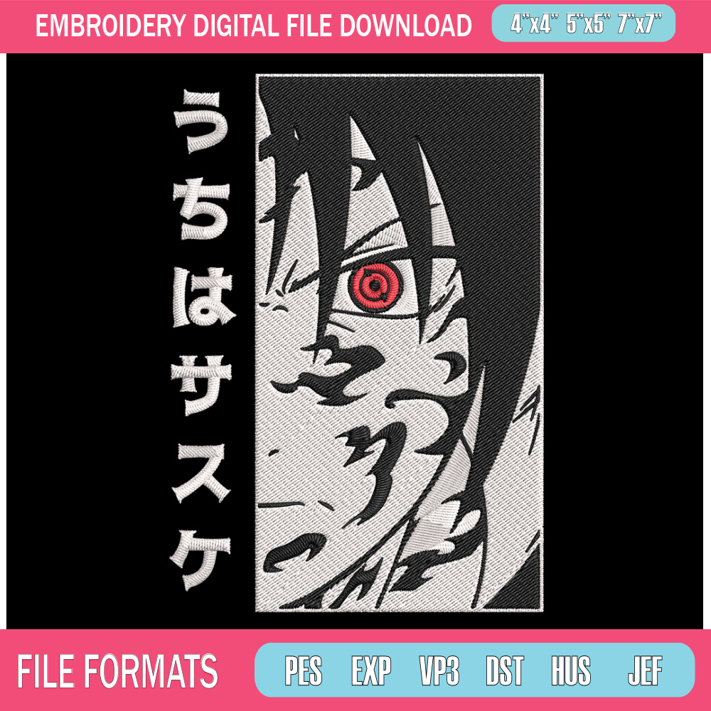 Uchiha Sasuke Embroidery Design, Naruto Embroidery, Embroidery File, Anime Embroidery, Anime shirt, Digital download..jpg