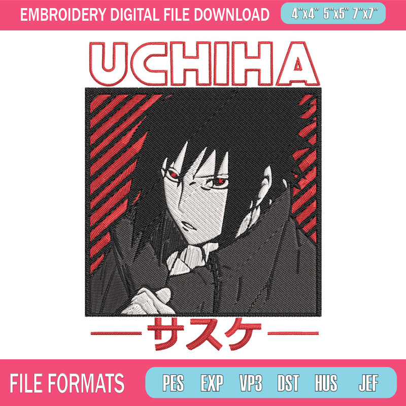 Uchiha Sasuke Embroidery Design, Naruto Embroidery,Embroidery File, Anime Embroidery, Anime shirt, Digital download.jpg