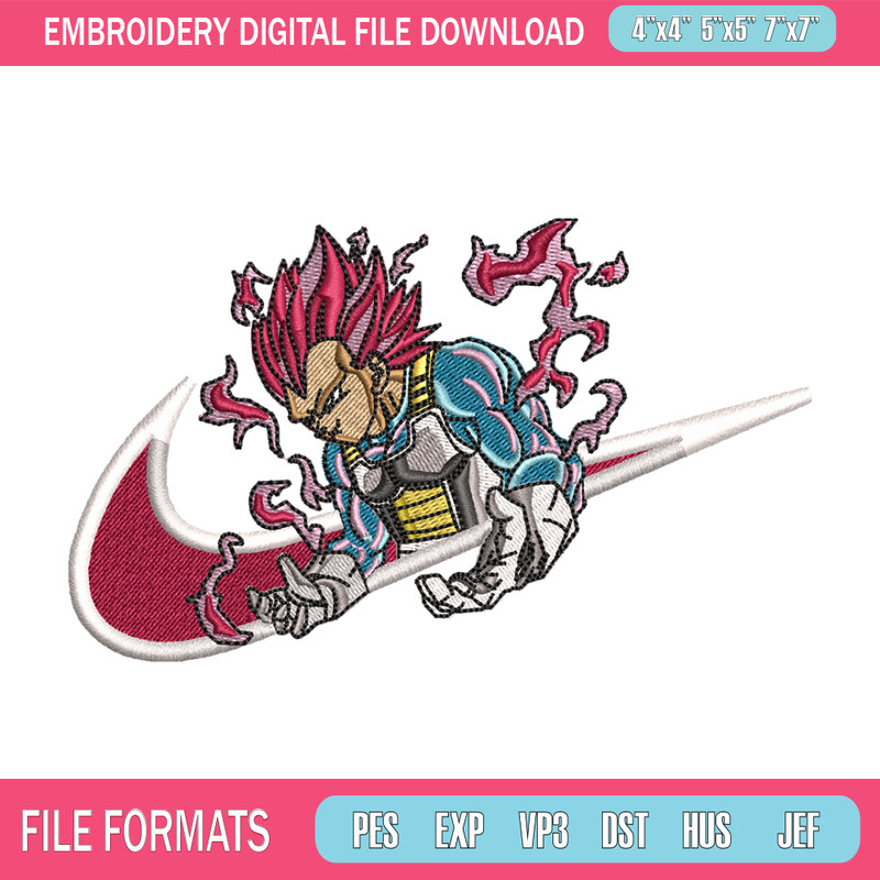 Vegeta Ultra Nike embroidery design, Dragon ball embroidery, Nike design, anime design, anime shirt, Digital download.jpg