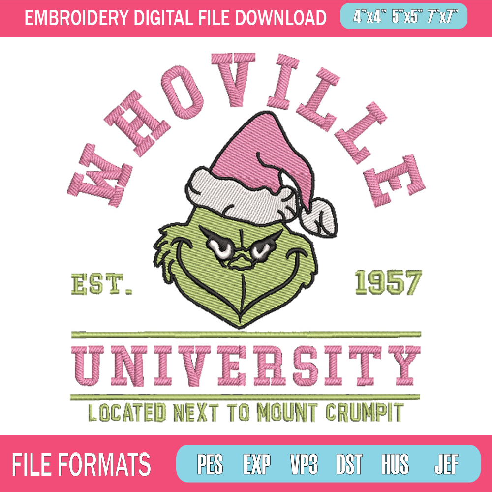 Whoville est1957 embroidery design, Grinch embroidery,Chrismas design, Embroidery shirt,Embroidery file,Digital download.jpg
