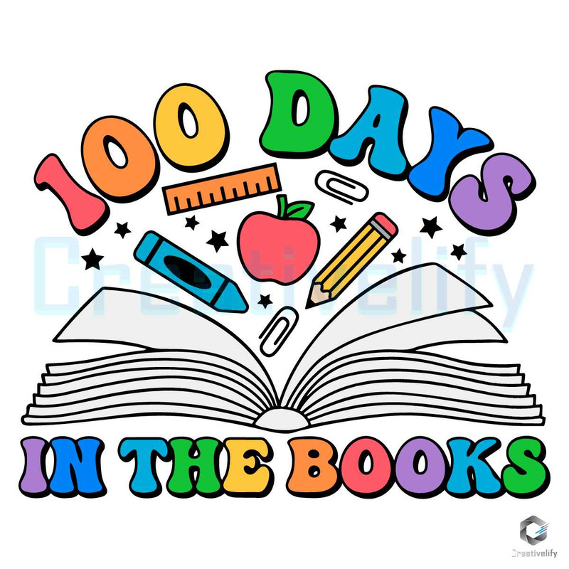 100 Days In The Books SVG Retro Back To School File.jpg