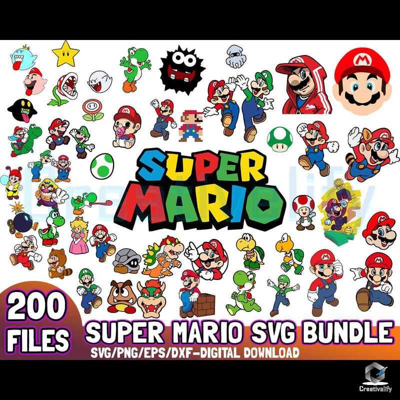 200 Files Super Mario SVG Bundle Digital Download.jpg