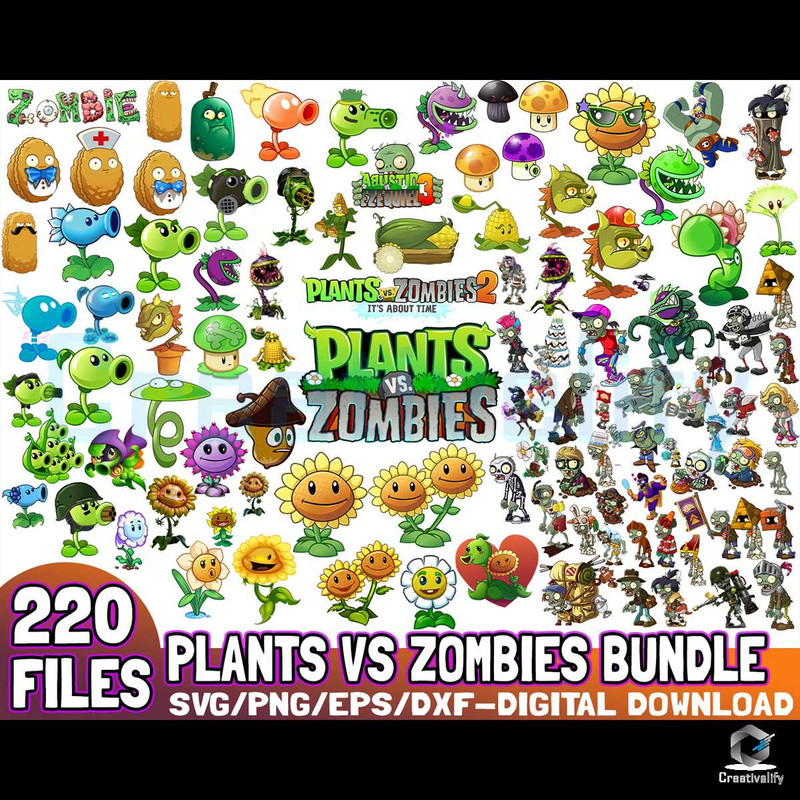 220 Files Plants And Zombies Bundle SVG Digital.jpg