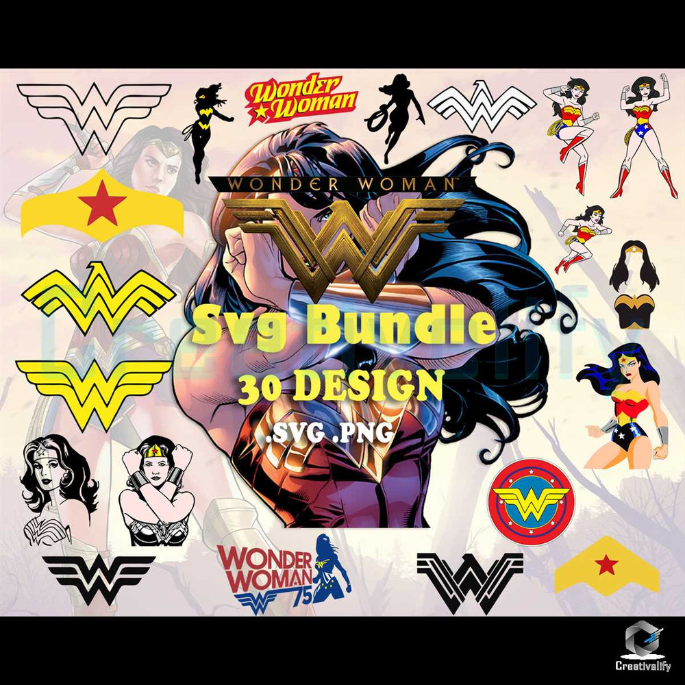 30 Wonder Woman SVG Bundle Files Digital Download.jpg