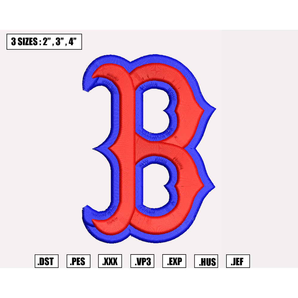 Boston Red Sox Logo 3D Embroidery Designs, MLB Logo Embroidery Files, Machine Embroidery Design File, Digital Download.png