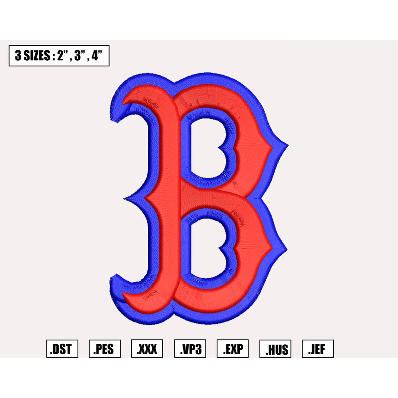 Boston Red Sox Logo 3D Embroidery Designs, MLB Logo Embroidery Files, Machine Embroidery Design File, Digital Download.png