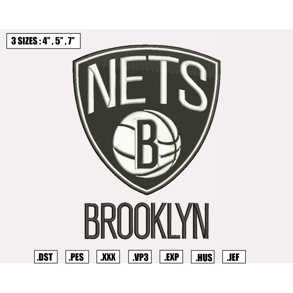 Brooklyn Nets Embroidery Designs, NBA Logo Embroidery Files, Atlantic, Machine Embroidery Design File, Instant Download.png