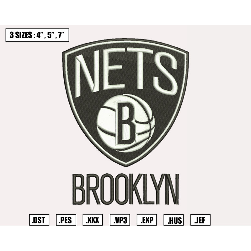 Brooklyn Nets Embroidery Designs, NBA Logo Embroidery Files, Atlantic, Machine Embroidery Design File, Instant Download.png