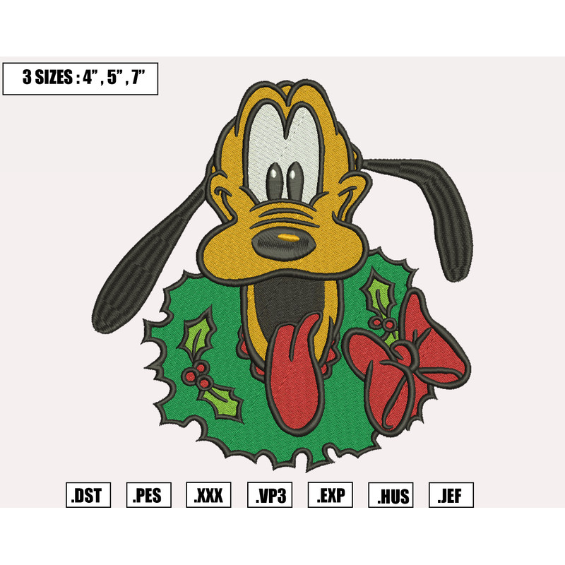 Desney Pluto Embroidery Designs, Machine Embroidery Files, Christmas Embroidery Files.png