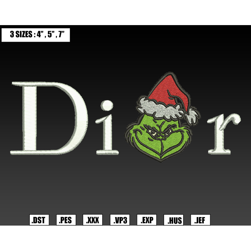 Dior Logo Grinch Christmas Embroidery Designs, Machine Embroidery Files, Christmas Embroidery Files.png