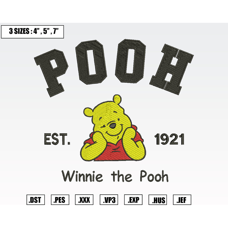 Disney Winnie The Pooh Est 1921 Embroidery Designs, Machine Embroidery Files, Disney Embroidery Files.png