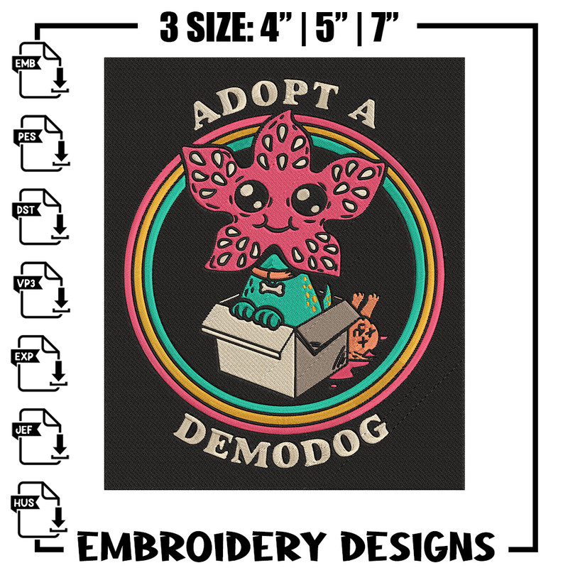 Adpot a demodog Embroidery Design, Demodog Embroidery, Embroidery File, Anime Embroidery, Anime shirt, Digital download.jpg