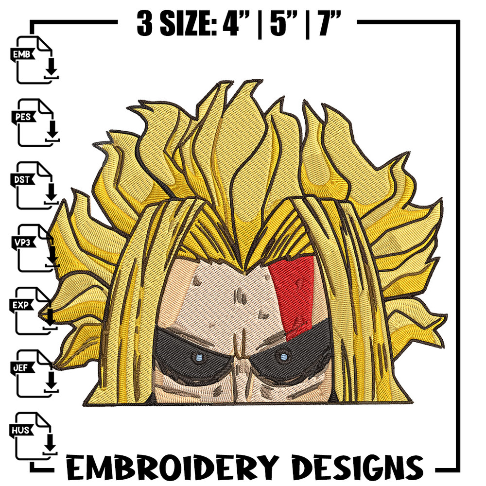 All Might Peeker Embroidery Design, Mha Embroidery, Embroidery File, Anime Embroidery, Anime shirt, Digital download.jpg