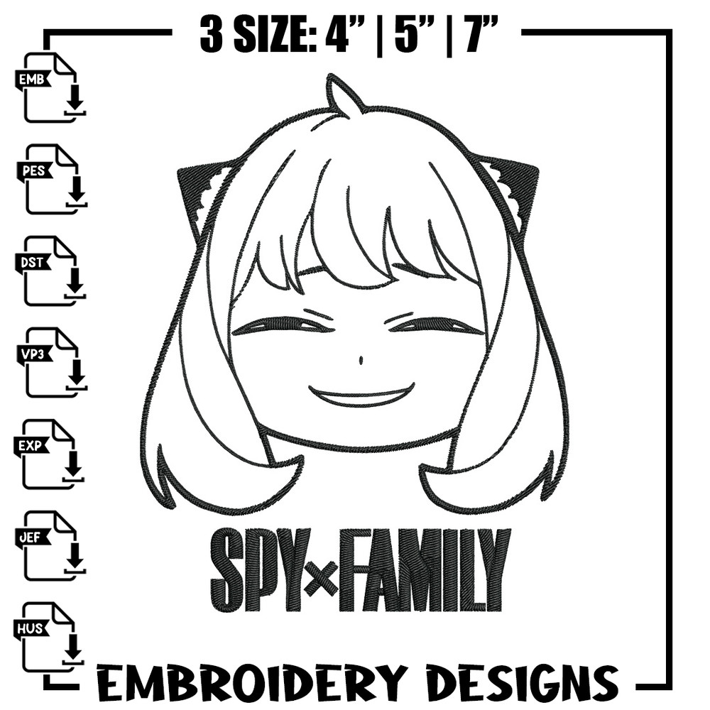 Anya smile Embroidery Design, Spy x family Embroidery, Embroidery File, Anime Embroidery, Anime shirt,Digital download.jpg