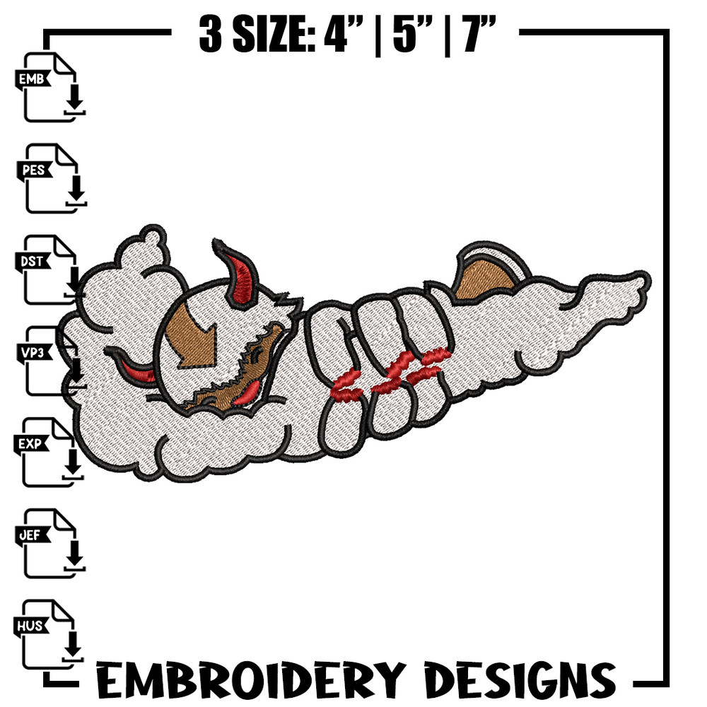 Appa x Nike embroidery design, avatar cartoon embroidery, nike design, Logo shirt, cartoon shirt, digital download.jpg