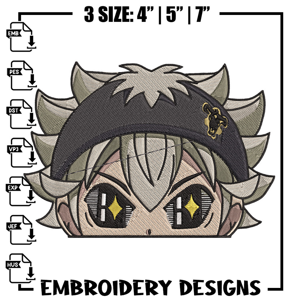 Asta Peeker Embroidery Design, Black clover Embroidery, Embroidery File, Anime Embroidery, Anime shirt,Digital download..jpg