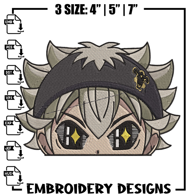 Asta Peeker Embroidery Design, Black clover Embroidery, Embroidery File, Anime Embroidery, Anime shirt,Digital download..jpg