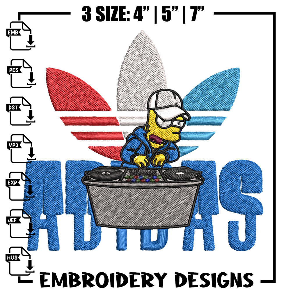 Bart dj adidas Embroidery Design, Adidas Embroidery, Brand Embroidery, Embroidery File, Logo shirt, Digital download.jpg