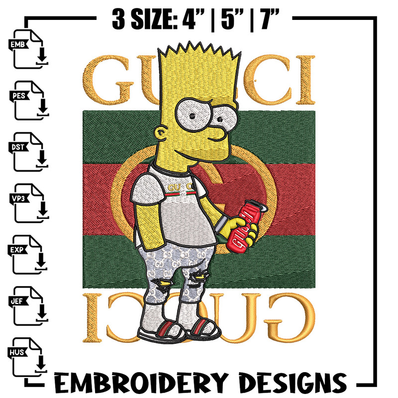 Bart gucci Embroidery Design, Gucci Embroidery, Embroidery File, Logo shirt, Sport Embroidery, Digital download.jpg