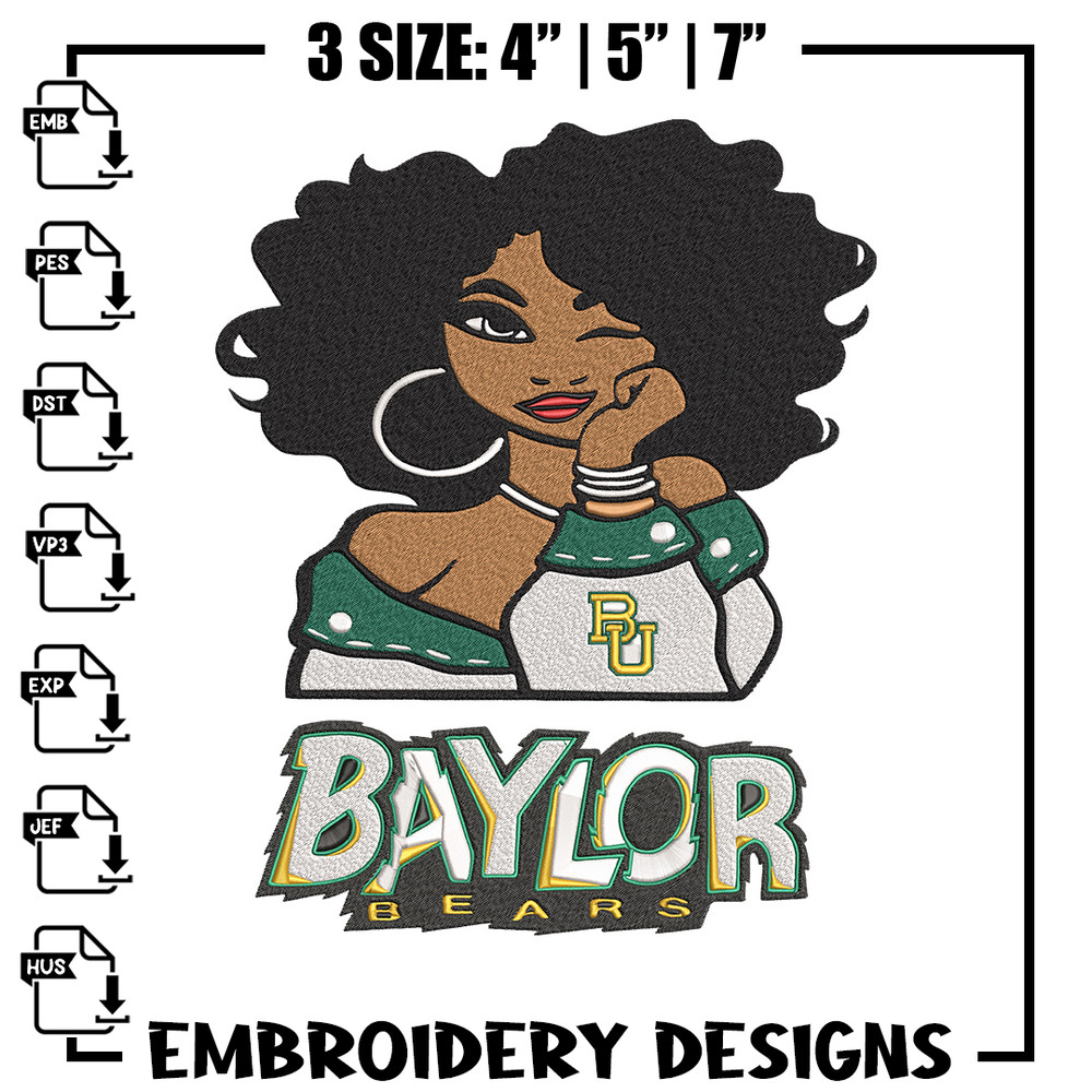Baylor Bears girl embroidery design, NCAA embroidery, Embroidery design, Logo sport embroidery,Sport embroidery.jpg