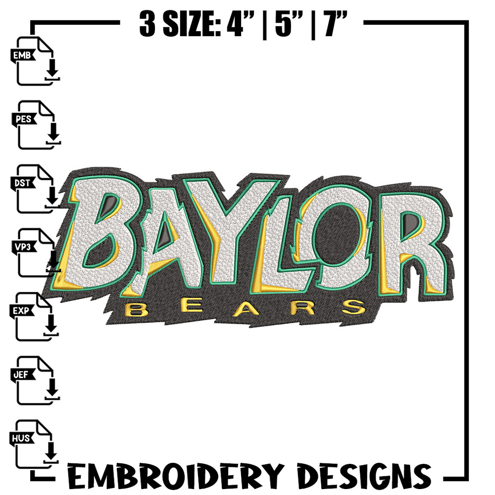 Baylor Bears logo embroidery design, NCAA embroidery, Embroidery design, Logo sport embroidery, Sport embroidery.jpg