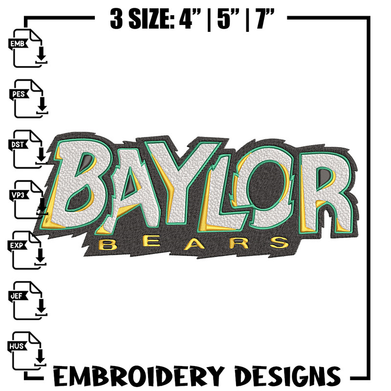 Baylor Bears logo embroidery design, NCAA embroidery, Embroidery design, Logo sport embroidery, Sport embroidery.jpg