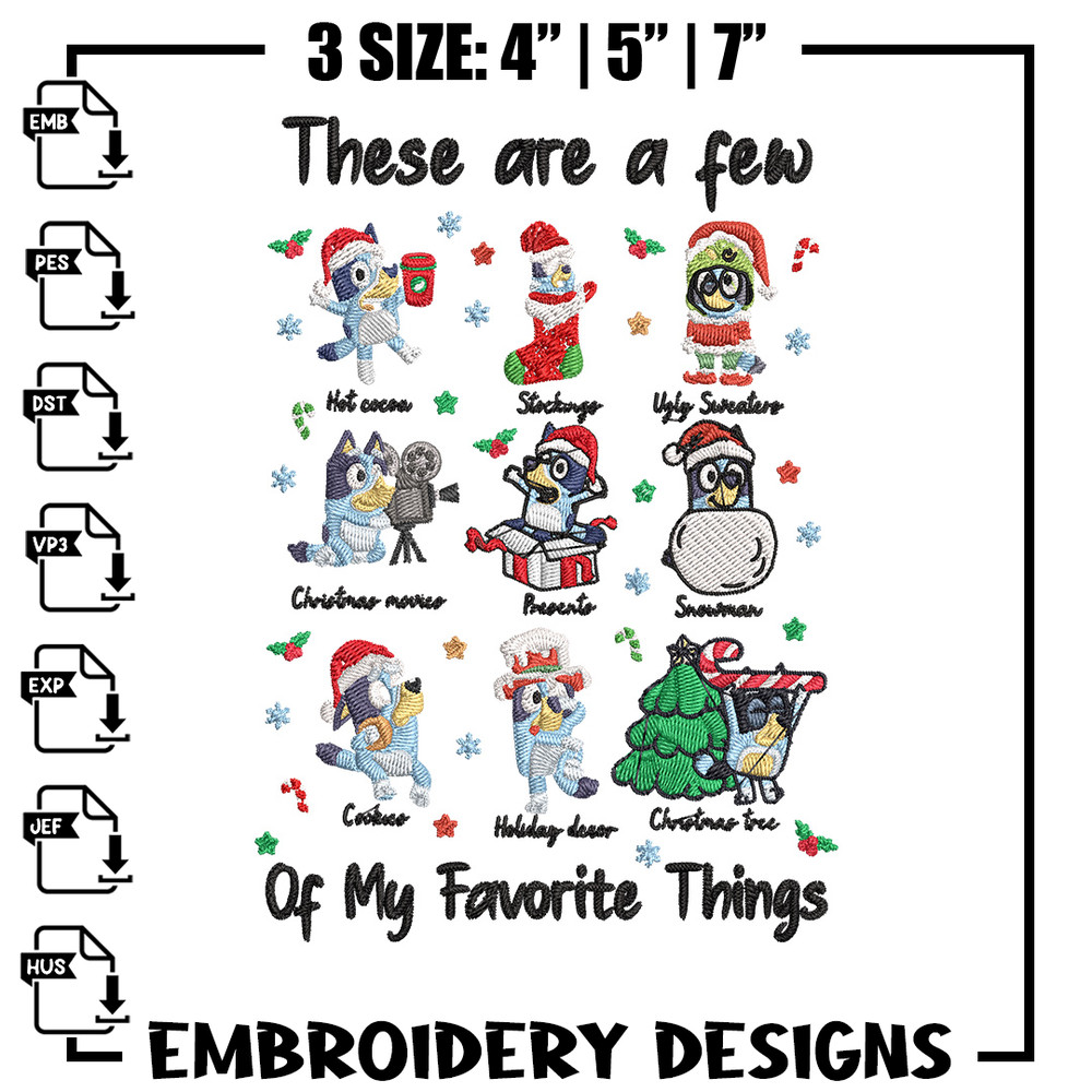 Bluey sticker Embroidery Design, Bluey Embroidery, Embroidery File, Chrismas Embroidery, Anime shirt, Digital download.jpg
