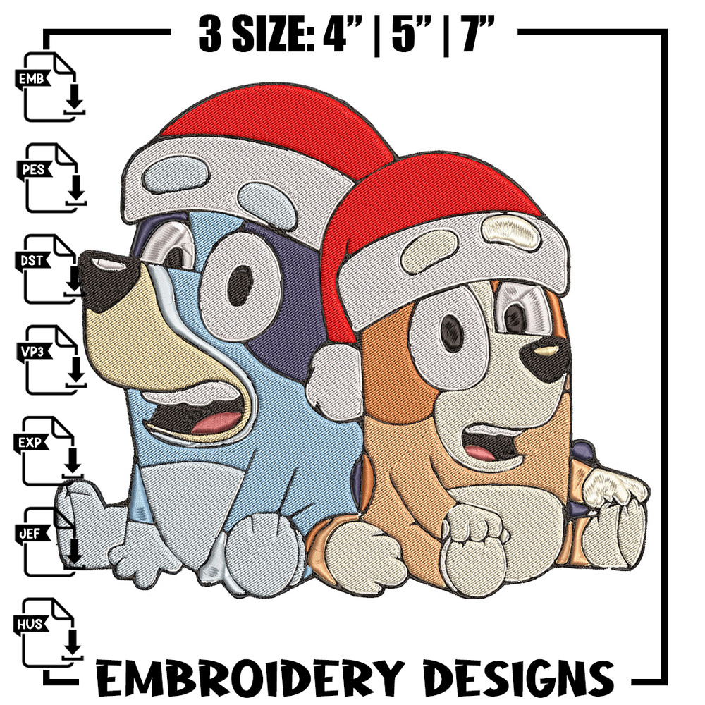 Bluey x Bingo Embroidery Design, Bluey Embroidery, Embroidery File, Chrismas Embroidery, Anime shirt, Digital download.jpg