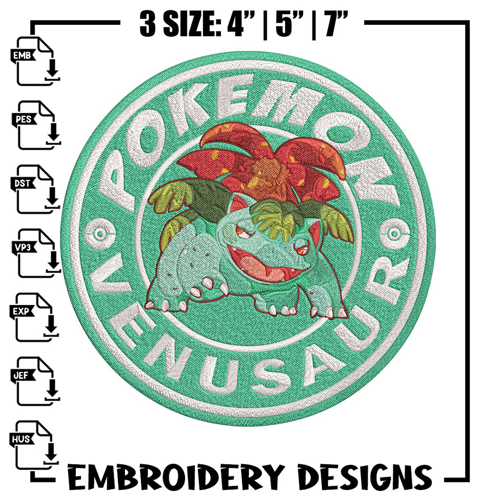 Bulbasaur poster Embroidery Design, Pokemon Embroidery, Embroidery File, Anime Embroidery, Anime shirt, Digital download.jpg