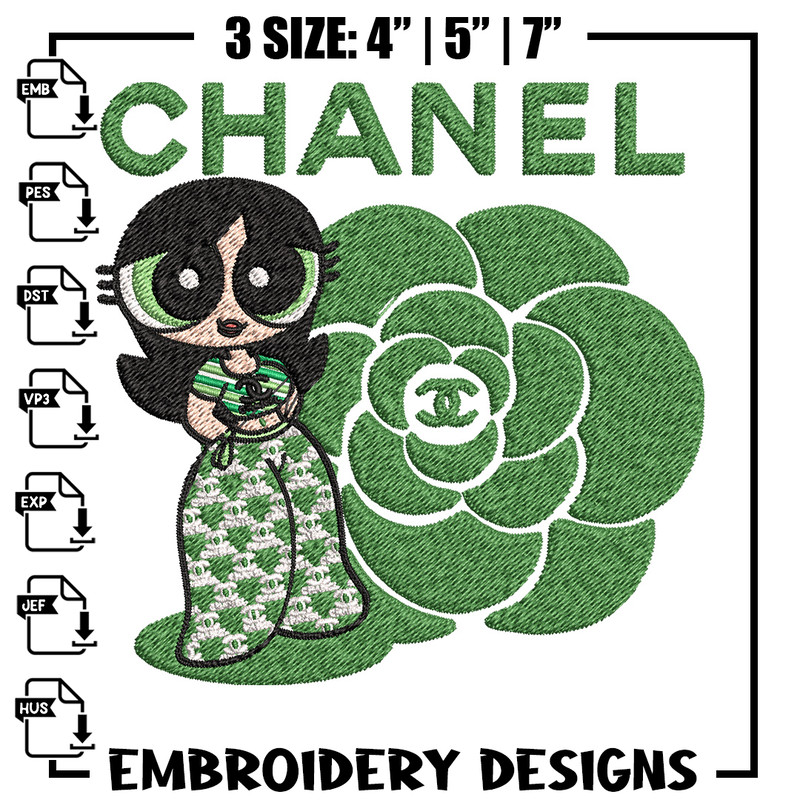 Chanel green girl Embroidery Design, Chanel Embroidery, Brand Embroidery, Embroidery File, Logo shirt, Digital download.jpg
